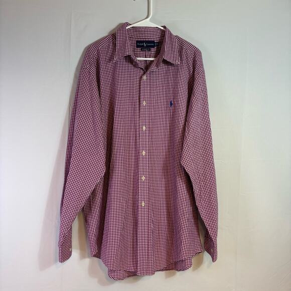 Ralph Lauren Men's Red White Checkered Gingham Shirt Size XL H0147 - Picture 1 of 7